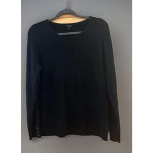 Talbots Pure Cashmere Black Pullover Sweater Sz Lg Cozycore Officecore Preppy